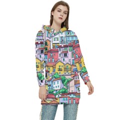 Menton Old Town France Women s Long Oversized Pullover Hoodie