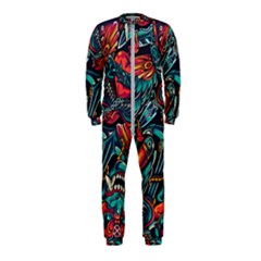 Vintage Tattoos Colorful Seamless Pattern Onepiece Jumpsuit (kids)