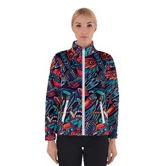 Vintage Tattoos Colorful Seamless Pattern Women s Bomber Jacket