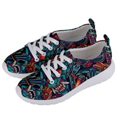 Vintage Tattoos Colorful Seamless Pattern Women s Lightweight Sports Shoes by Bedest