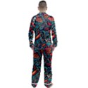 Vintage Tattoos Colorful Seamless Pattern Men s Long Sleeve Satin Pajamas Set View2