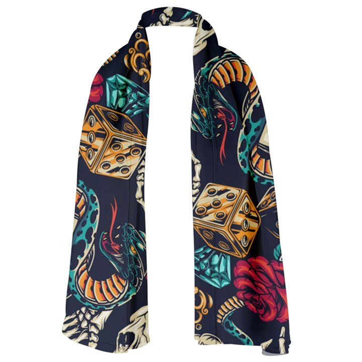 Vintage Art Tattoos Colorful Seamless Pattern Lightweight Scarf 