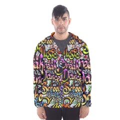 Graffiti Word Seamless Pattern Men s Hooded Windbreaker by Bedest