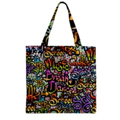 Graffiti Word Seamless Pattern Zipper Grocery Tote Bag by Bedest