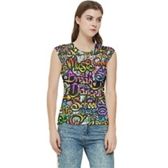 Graffiti Word Seamless Pattern Women s Raglan Cap Sleeve T-shirt by Bedest