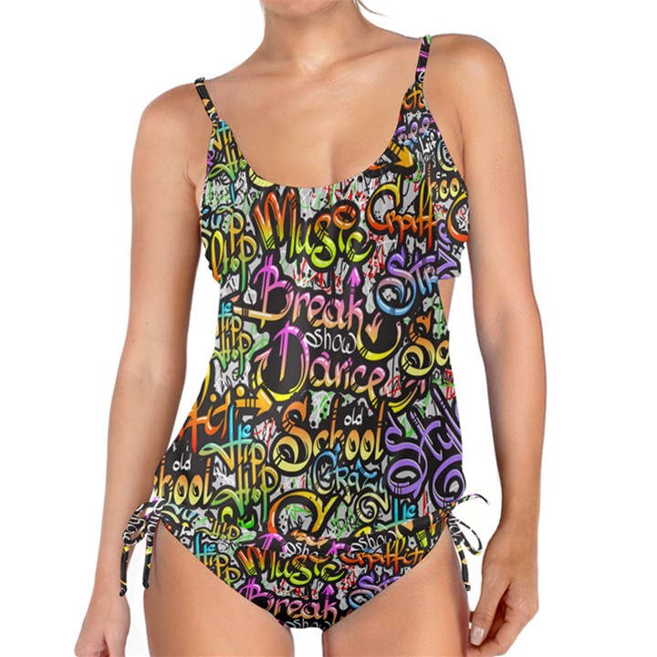 Graffiti Word Seamless Pattern Tankini Set