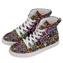 Graffiti Word Seamless Pattern Women s Hi-top Skate Sneakers by Bedest