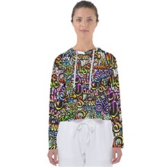 Graffiti Word Seamless Pattern Women s Slouchy Sweat