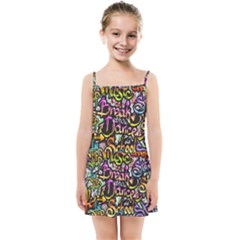 Graffiti Word Seamless Pattern Kids  Summer Sun Dress by Bedest