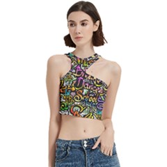 Graffiti Word Seamless Pattern Cut Out Top