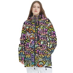 Graffiti Word Seamless Pattern Women s Multi Pockets Zip Ski And Snowboard Waterproof Breathable Jacket