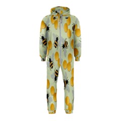 Bees Pattern Honey Bee Bug Honeycomb Honey Beehive Hooded Jumpsuit (kids)