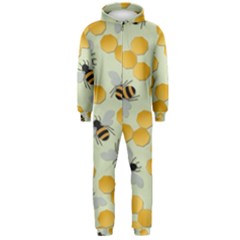 Bees Pattern Honey Bee Bug Honeycomb Honey Beehive Hooded Jumpsuit (men)