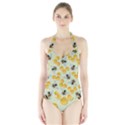 Bees Pattern Honey Bee Bug Honeycomb Honey Beehive Halter Swimsuit View1