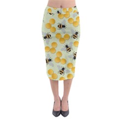 Bees Pattern Honey Bee Bug Honeycomb Honey Beehive Midi Pencil Skirt by Bedest