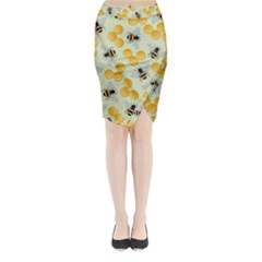 Bees Pattern Honey Bee Bug Honeycomb Honey Beehive Midi Wrap Pencil Skirt by Bedest