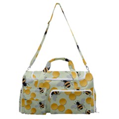 Bees Pattern Honey Bee Bug Honeycomb Honey Beehive Sports Gym Duffle Bag With Shoe Compartment by Bedest