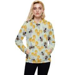 Bees Pattern Honey Bee Bug Honeycomb Honey Beehive Women s Lightweight Drawstring Hoodie