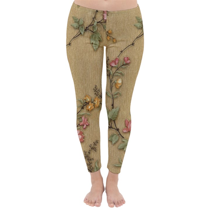 Flowers, Branches, Desenho, Edge, Leaves Classic Winter Leggings