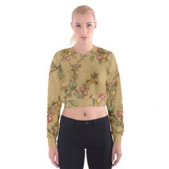 Flowers, Branches, Desenho, Edge, Leaves Cropped Sweatshirt