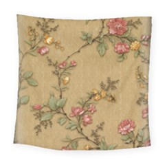 Flowers, Branches, Desenho, Edge, Leaves Square Tapestry (large)