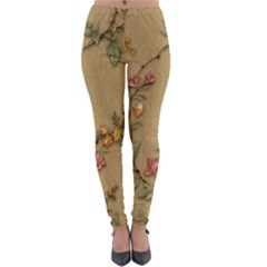 Flowers, Branches, Desenho, Edge, Leaves Lightweight Velour Leggings by kyorashop23