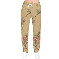 Flowers, Branches, Desenho, Edge, Leaves Women Velvet Drawstring Pants