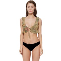 Flowers, Branches, Desenho, Edge, Leaves Low Cut Ruffle Edge Bikini Top by kyorashop23