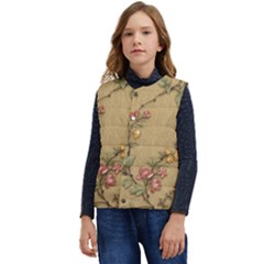 Flowers, Branches, Desenho, Edge, Leaves Kid s Button Up Puffer Vest	