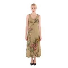 Flowers, Branches, Desenho, Edge, Leaves Sleeveless Maxi Dress by kyorashop23