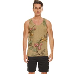 Flowers, Branches, Desenho, Edge, Leaves Men s Wide Collar Tank Top by kyorashop23