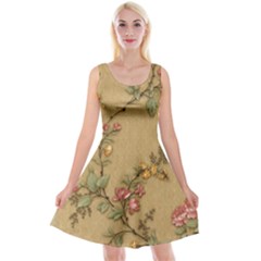 Flowers, Branches, Desenho, Edge, Leaves Reversible Velvet Sleeveless Dress