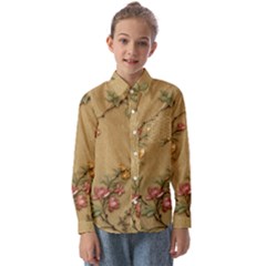 Flowers, Branches, Desenho, Edge, Leaves Kids  Long Sleeve Shirt by kyorashop23