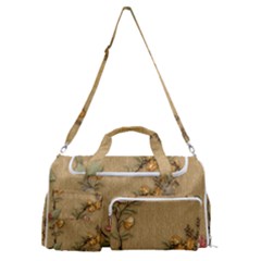 Flowers, Branches, Desenho, Edge, Leaves Sports Gym Duffle Bag With Shoe Compartment by kyorashop23