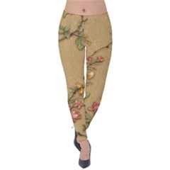 Flowers, Branches, Desenho, Edge, Leaves Velvet Leggings by kyorashop23