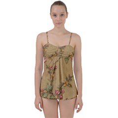 Flowers, Branches, Desenho, Edge, Leaves Babydoll Tankini Set by kyorashop23