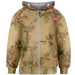 Flowers, Branches, Desenho, Edge, Leaves Kids  Zipper Hoodie Without Drawstring