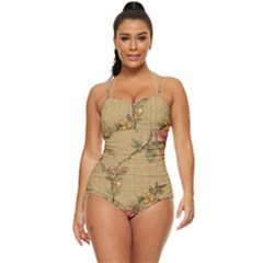 Flowers, Branches, Desenho, Edge, Leaves Retro Full Coverage Swimsuit by kyorashop23