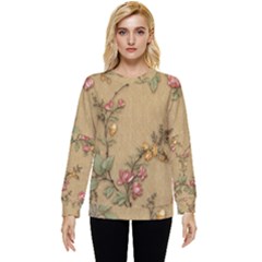 Flowers, Branches, Desenho, Edge, Leaves Hidden Pocket Sweatshirt