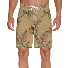 Flowers, Branches, Desenho, Edge, Leaves Men s Beach Shorts by kyorashop23