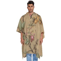 Flowers, Branches, Desenho, Edge, Leaves Men s Hooded Rain Ponchos by kyorashop23