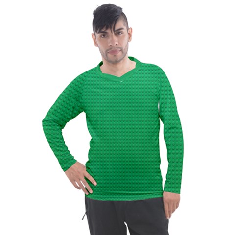 Green Lego Texture, Lego Background, Lego Texture, Green Men s Pique Long Sleeve T-shirt by kyorashop23