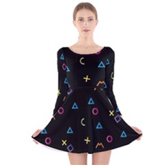 Kids , Kids , Background, Doodle Long Sleeve Velvet Skater Dress