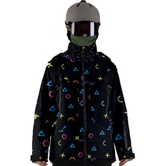 Kids , Kids , Background, Doodle Men s Zip Ski And Snowboard Waterproof Breathable Jacket by kyorashop23