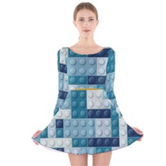 Lego, Background, Dots Long Sleeve Velvet Skater Dress