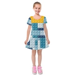 Lego, Background, Dots Kids  Short Sleeve Velvet Dress