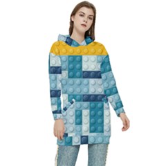 Lego, Background, Dots Women s Long Oversized Pullover Hoodie