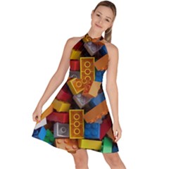 Lego, Toy Block, Colorfulness, Kids Sleeveless Halter Neck A-line Dress