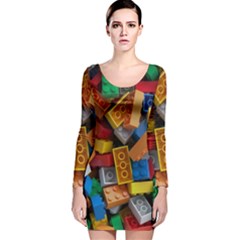 Lego, Toy Block, Colorfulness, Kids Long Sleeve Velvet Bodycon Dress