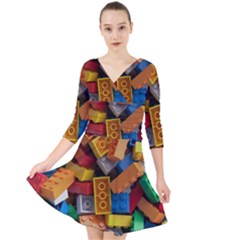 Lego, Toy Block, Colorfulness, Kids Quarter Sleeve Front Wrap Dress by kyorashop23